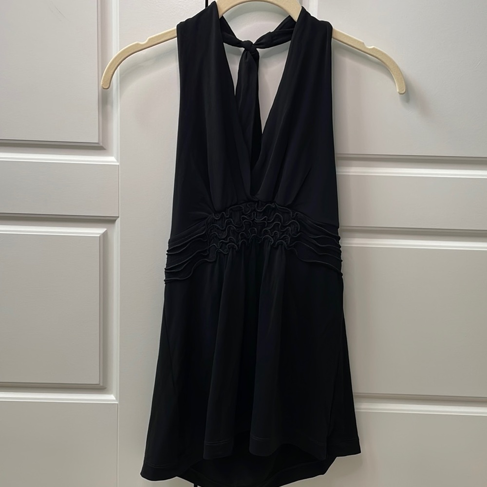 BCBG halter ruffle top black